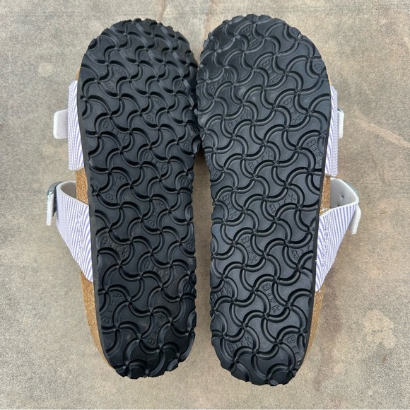 Birkenstock Birki’s Aziza Purple & White Stripe 2 Strap Sandals US 10-10.5 NEW - Picture 7 of 8